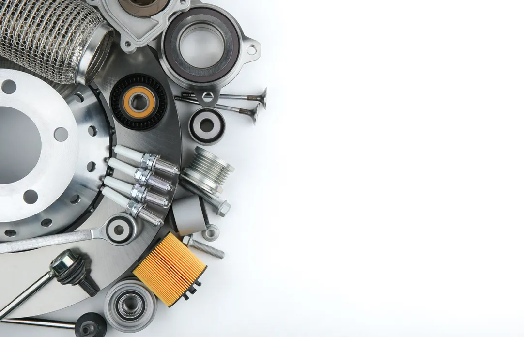 Assorted car parts organised for shipment